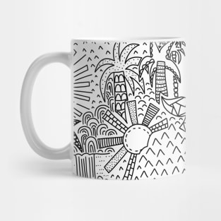 Polynesian Toile Black on White Mug